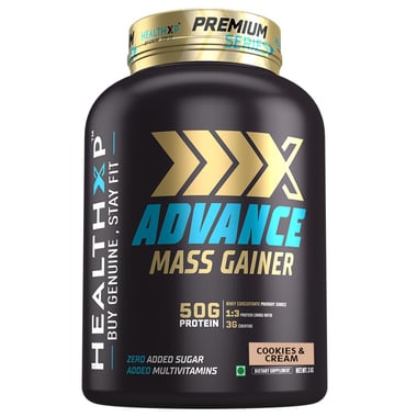 HealthXP Premium Series Advance Mass Gainer, 6.6 lb Cookies & Cream