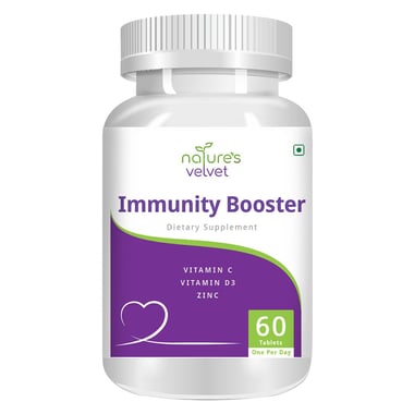 Natures Velvet Immunity Booster with VitC 1000mg, VitD3 2000IU & Zinc15mg, 60 tablet(s) Unflavoured