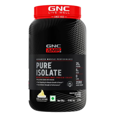 GNC AMP Pure Isolate Powder, 2 lb Vanilla Custard