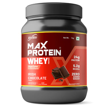 RiteBite Max Protein Whey Protein, 2.2 lb Irish Chocolate