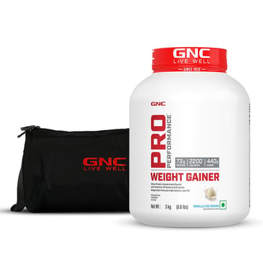 GNC Pro Performance Weight Gainer & Gym Bag Combo,  6.6 lb  Vanilla Ice Cream 
