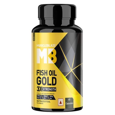 MuscleBlaze Omega 3 Fish Oil Gold 3x Triple Strength (EPA & DHA),  60 capsules 