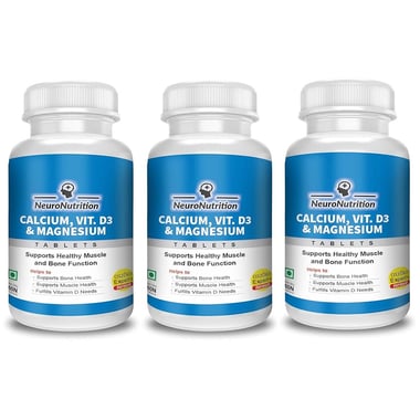 NeuroNutrition Calcium with Vitamin D3 & Magnesium, 60 tablet(s) Unflavoured (Pack of 3)
