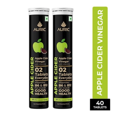 Auric Apple Cider Vinegar with Vitamins, 40 tablet(s) Green Apple
