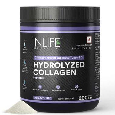 INLIFE Hydrolyzed Collagen, 200 g Unflavoured (Clinically Proven Japanese Type 1 & 3)