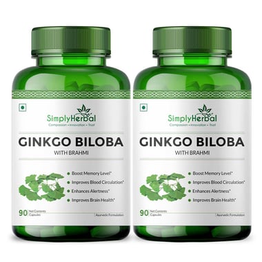 Simply Herbal Ginkgo Biloba with Brahmi (Pack of 2), 90 veggie capsule(s)