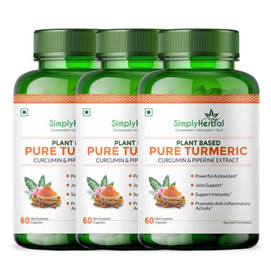 Simply Herbal Pure Turmeric (Pack of 3),  60 capsules 