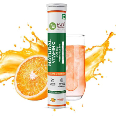 Pure Nutrition Natural Vitamin C 1000mg Effervescent,  20 tablets  Orange 