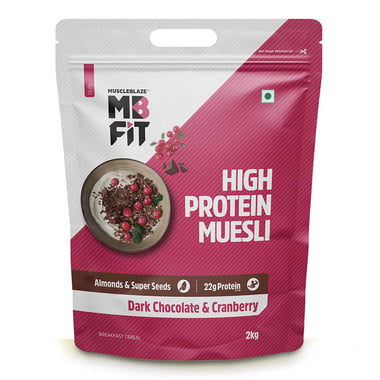 MuscleBlaze High Protein Muesli, 2 kg Dark Chocolate & Cranberry