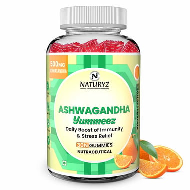 Naturyz Ashwagandha 500mg Daily Boost Immunity & Stress Relief Orange, 30 gummies