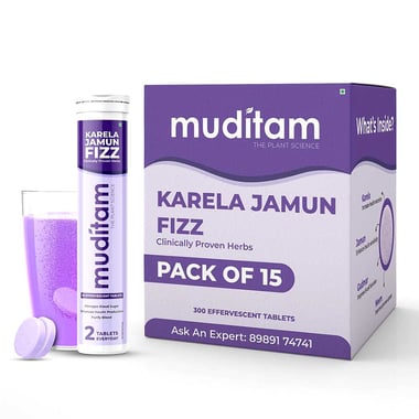 Muditam Karela Jamun Fizz, Unflavoured (Pack of 15) 20 tablet(s)
