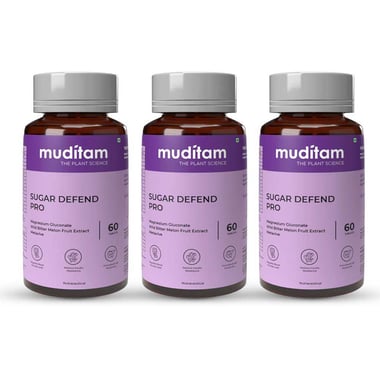 Muditam Sugar Defend Pro, Unflavoured (Pack of 3) 60 tablet(s)