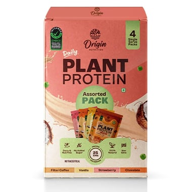 Origin Nutrition Plant Protein,  0.33 lb  Multi Flavor Pack (Chocolate, Strawberry, Vanilla and Coffee Caramel) 