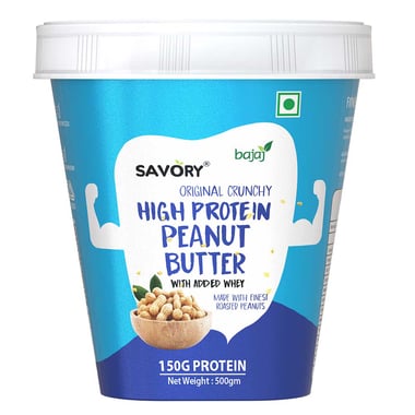 Savory Original High Protein Peanut Butter,  500 g  Crunchy 