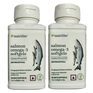 Amway Nutrilite Salmon Omega-3 Pack of 2,  60 softgels 