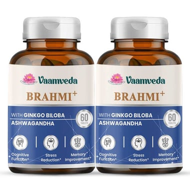 Vaamveda Brahmi+ with Ginkgo Biloba & Ashwagandha, 120 tablet(s)