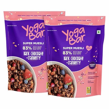 Yogabar Super Muesli,  700 g  Dark Chocolate + Cranberry (Pack of 2) 