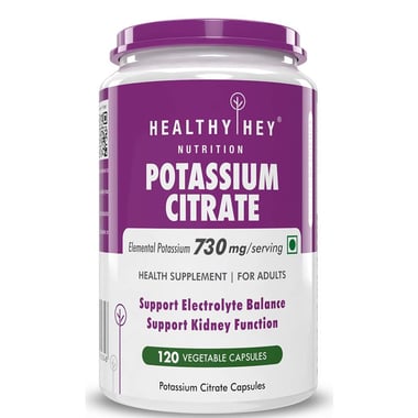 HealthyHey Nutrition Potassium Citrate,  120 capsules 
