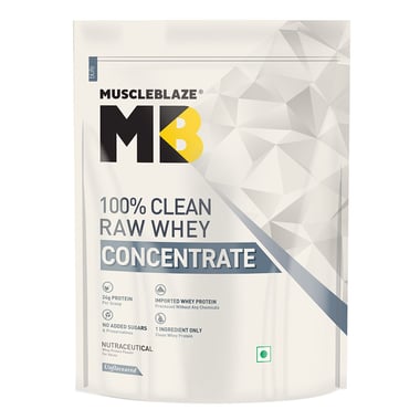 MuscleBlaze 100% Clean Raw Whey Protein Concentrate, 4.4 lb Unflavoured