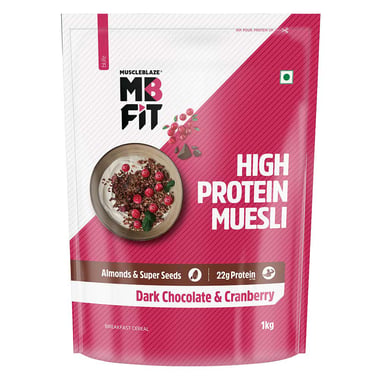 MuscleBlaze High Protein Muesli, 1 kg Dark Chocolate & Cranberry