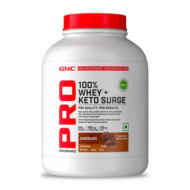 GNC Pro Performance 100% Whey + Keto Surge, 4 lb Chocolate