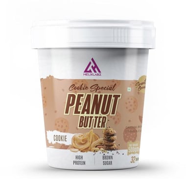 Helixlabz High Protein Peanut Butter with Brown Sugar,  500 g  Cookie Special (Cookie) 