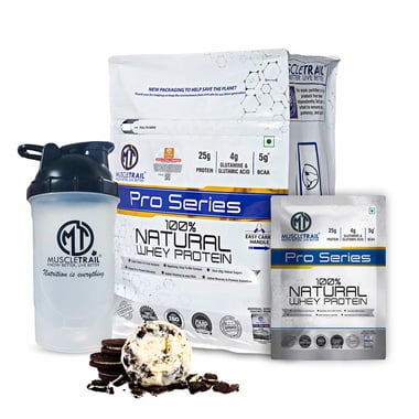 Muscle Trail Pro Series 100% Natural Whey Protein, 50 sachets/pack Cookie & Cream (with Free Shaker Inside)