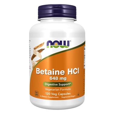 Now Betaine HCl (648mg),  120 capsules 