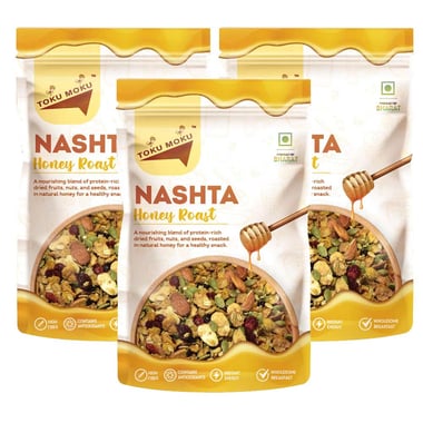 TOKU MOKU Super Breakfast Muesli Healthy Mixed Nuts with Dry Fruits,  Honey Roast (Pack of 3)  90 g 