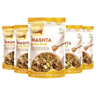 TOKU MOKU Super Breakfast Muesli Healthy Mixed Nuts with Dry Fruits, Honey Roast (Pack of 5) 90 g