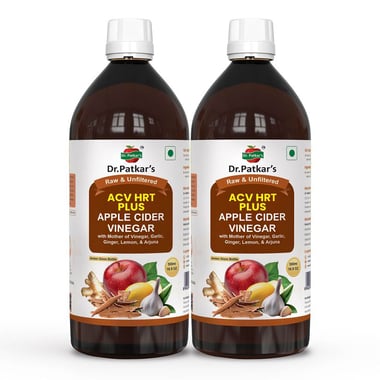 Dr. Patkar's Apple Cider Vinegar (ACV HRT PLUS),  500 ml  Raw & Unfiltered (Pack of 2) 