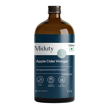 Miduty Apple Cider Vinegar+ with Fenugreek & Cinnamon,  500 ml  Stevia 