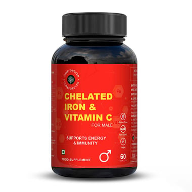 CUREFOREVER Chelated Iron & Vitamin C for Men,  60 tablet(s) 