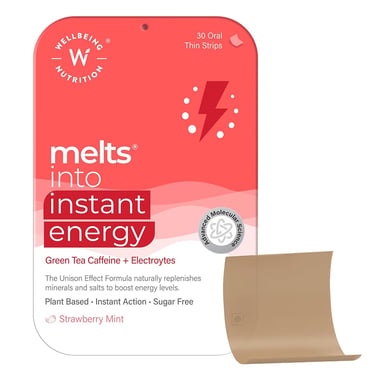 Wellbeing Nutrition Melts Instant Energy Green Tea Caffeine+Electrolytes,  30 Piece(s)/Pack  Strawberry Mint 