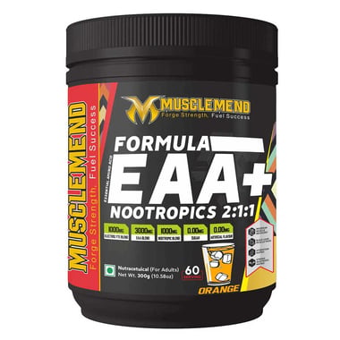 Musclemend Formula EAA + Nootropics 2:1:1,  Orange  0.66 lb  60 Servings 