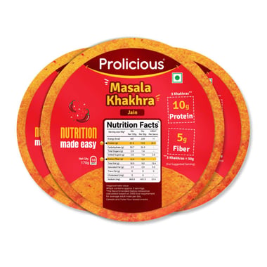 Prolicious Khakhra,  Desi Masala (Pack of 3)  170 g 