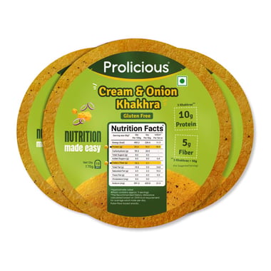 Prolicious Khakhra, Cream & Onion (Pack of 3) 170 g