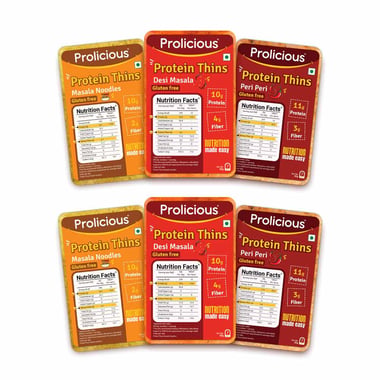 Prolicious Protein Thins Snack Chips,  Assorted (Pack of 6)  50 g 