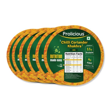 Prolicious Khakhra, Chilli Coriander (Pack of 6) 170 g