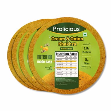 Prolicious Khakhra, Cream & Onion (Pack of 4) 170 g