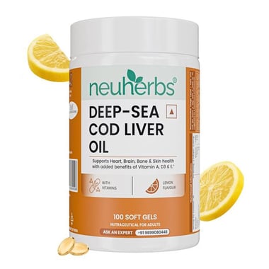 Neuherbs Deep Sea Omega 3 Cod liver Oil Lemon, 100 softgels