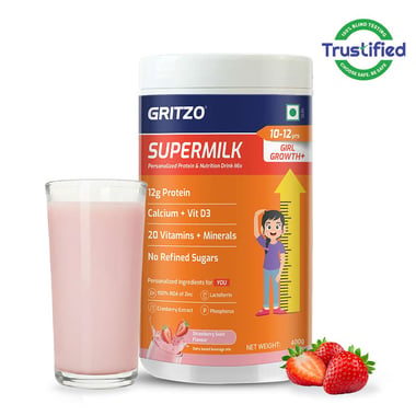 Supermilk Gritzo Growth+ for Girl 10 to 12 years,  400 g  Strawberry 