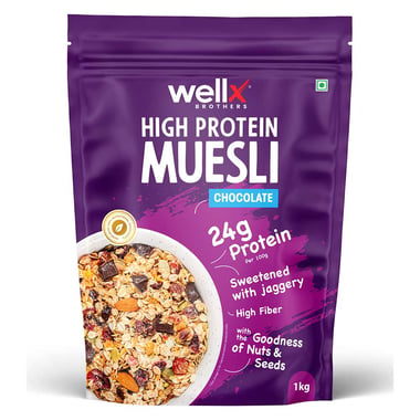 WellX High Protein Muesli, 1 kg Chocolate
