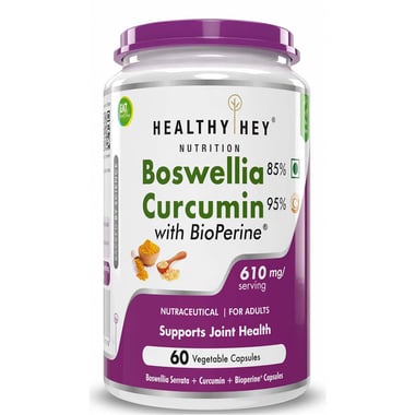 HealthyHey Nutrition Boswellia & Curcumin with Bioperine, 60 capsules