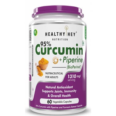 HealthyHey Nutrition Curcumin with Bioperine,  60 capsules 