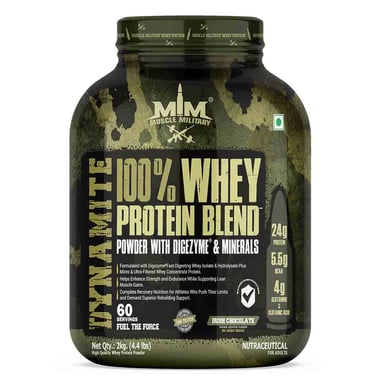 Muscle Military Dynamite 100% Whey Protein Blend,  4.4 lb  Irish Chocolate 