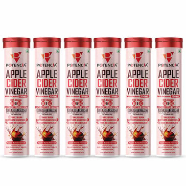 Potencia Apple Cider Vinegar Effervescent 750mg,  15 tablet(s)  Apple Burst (Pack of 6) 