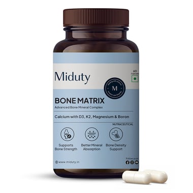 Miduty Bone Matrix with Vitamin D3 & K2, 60 capsules