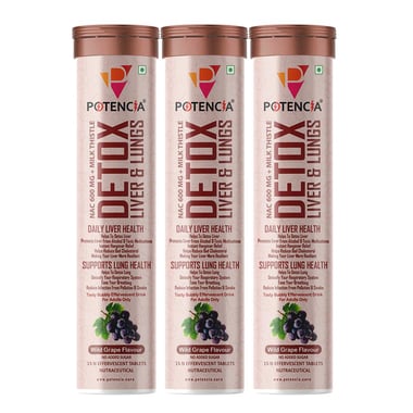 Potencia Detox Liver & Lungs Effervescent Wild Grape, 45 tablet(s)