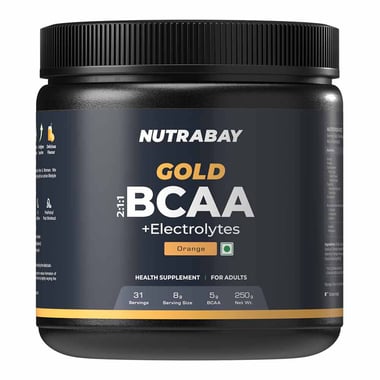 Nutrabay Gold 2:1:1 BCAA + Electrolytes,  0.55 lb  31 Servings  Orange 